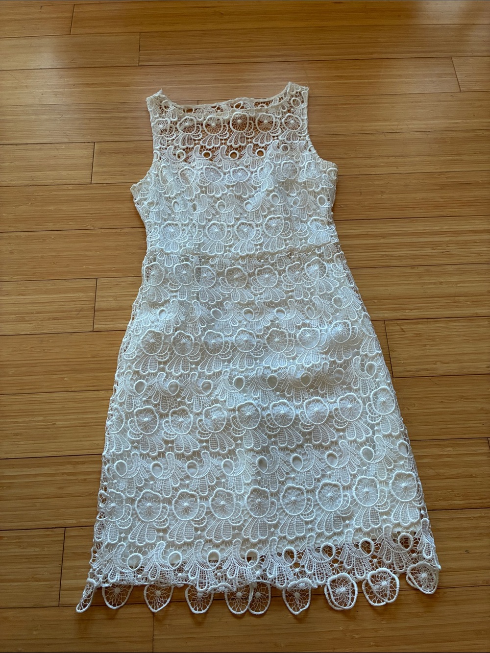 BB Dakota White Floral Lace Sleeveless Mini Dress